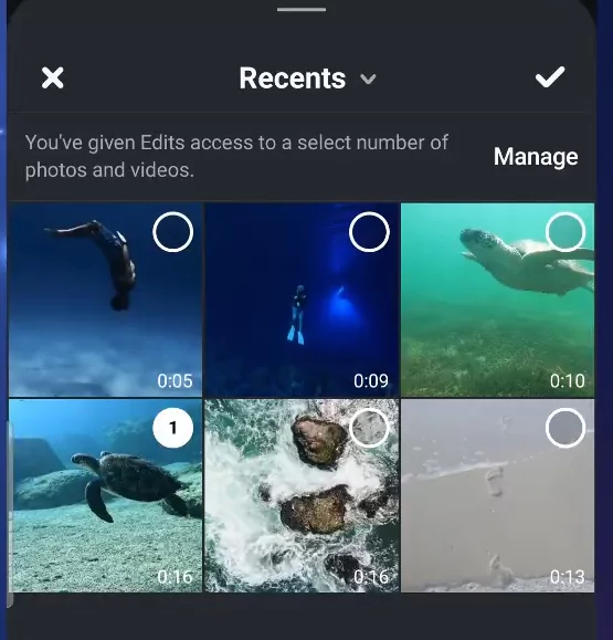 Choose a video to start your reel